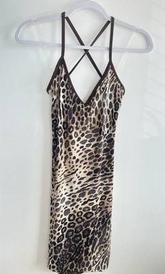 Sexy Vestido Midi Estampado Guepardo Talla M Cuello en V Sin Mangas Tirantes Espalda Foto 1 de 4