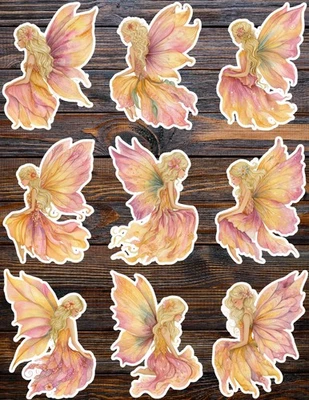 Juego de pegatinas de vinilo troqueladas de hadas rosa cuaderno portátil botella de agua Foto 1 de 2