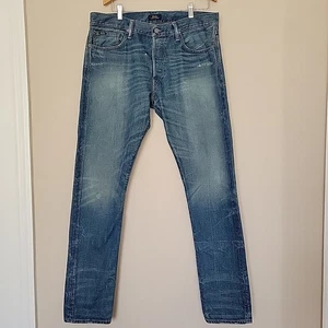 POLO Ralph Lauren The Sullivan Slim Jeans Größe 34x34 Button Fly Whiskering LESEN - Bild 1 von 16