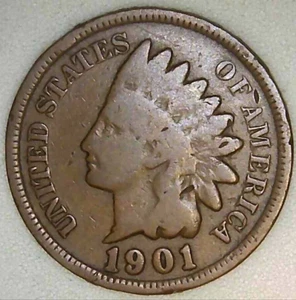 1901-P 1C Indian Head Cent F 24hw0109-1 - Picture 1 of 2