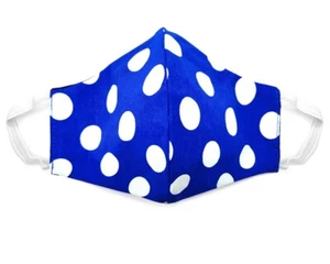 Fabric Face Mask Cotton Reusable Washable Adult Handmade in USA - Polka Dot Blue - Picture 1 of 2