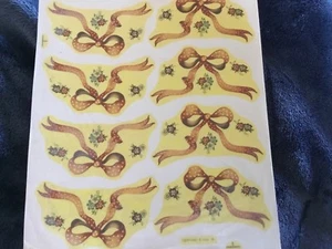 8 Ceramic Decals kiln pink bow flowers 3 1/4" - Picture 1 of 1