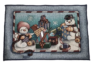 Napperons et cadeaux Noël vacances bonhommes de neige 13 pouces x 19 pouces Fitz and Floyd - Photo 1/5