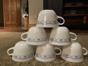 Set of 6 Vintage Corning Pyrex Morning Blue Coffee Cups or Mugs from the 1980's. - Picture 1 of 4