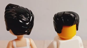 New LEGO Black Hair Pompadour ELVIS Wig Grease Movie Greaser Ducktail CURL LOCK - Picture 1 of 1