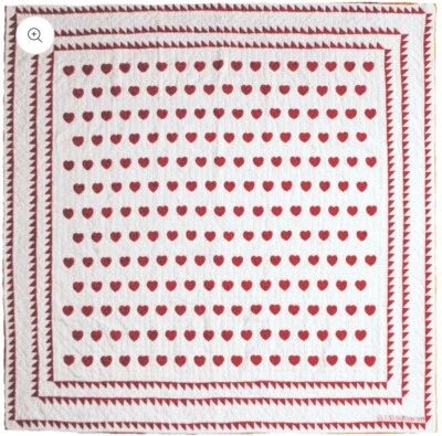 VALENTINE:  Judi Boisson "Mini Heart" Red + White Cover Up Quilt/Wall Hanging - Image 1 of 4