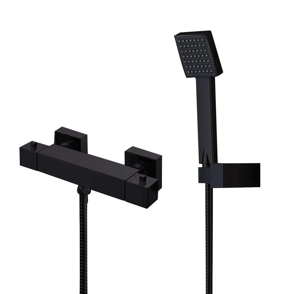 BD Direct Black Thermostatic Bar (Include Shower Set), Double Knob, Black Finish - Image 1 of 1