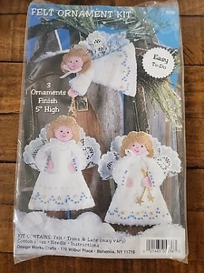 Design Works Crafts Felt ANGEL ORNAMENTS 5" Tall Makes 3 NIP Christmas Craft - Picture 1 of 5