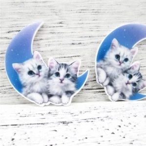 5 pc. Planar Resin Hair Bow Center Flatback 1056471 Kittens Cats Moon - Picture 1 of 1