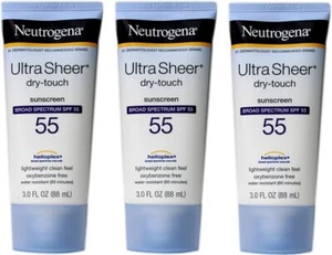 3x Neutrogena Ultra Sheer Dry-Touch SPF 55 crema solare lozione 3 oz SCAD 11/26 - Foto 1 di 1