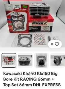 Kawasaki KLX 140-KLX150 Big Bore Kit Racing Top Set 66 mm - Picture 1 of 1