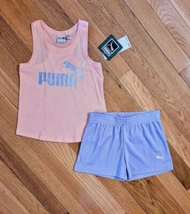 NEW PUMA Little Girl Tank Top & Short Set, Pink/Purple (sz 4, 6, 6X avail) - Picture 1 of 4