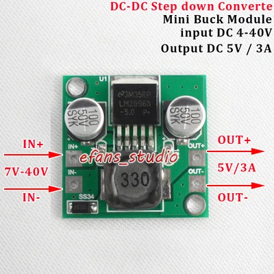 Mini DC-DC Buck Step Down Volt Converter 7V-36V 9V 12V 24V to 5V 3A Power Module - Image 1 of 4