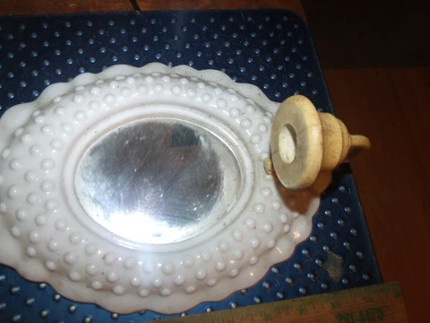 Vintage Burwood Hobnail Wall Mirror Candle Holder 2717 White Plastic  10.25" Cover