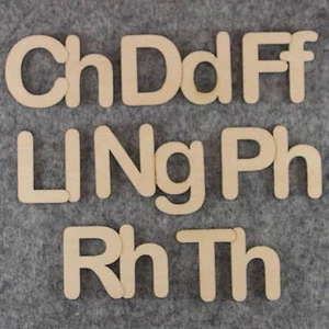 Arial abgerundetes walisisches einzigartiges Zeichenset Ch Dd Ff Ng Ll Ph Rh Th 3 mm Sperrholz - Bild 1 von 2