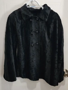 Vtg 50’s Lane Bryant Button Front Collared Poncho Cape Jacket Faux Fur Sz 38-40 - Picture 1 of 8