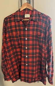 Vintage 60er rot Viyella Wolle Baumwolle kariert Flanell Loop Kragen Hemd Gr. M ✨RAR - Bild 1 von 4