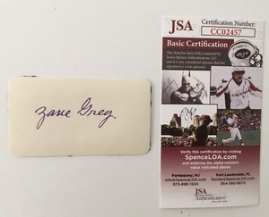 Zane Grey Signed Autographed 2x3.5 Card JSA Certified Riders of the Purple Sage