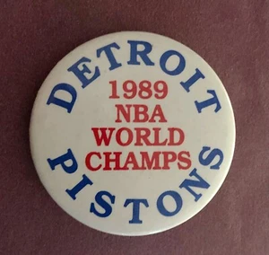 1989 Detroit Pistons NBA WORLD CHAMPS; Basketball;  Pin Badge Button - Picture 1 of 2