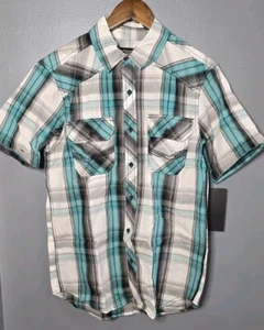 Machine Custom Co. Men's Teal Woven Casual Button Front Shirt NWT - Size Medium - Picture 1 of 7