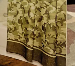 Bacova Camouflage Forest CAMO Fabric SHOWER CURTAIN tans browns greens Hunting - Picture 1 of 5