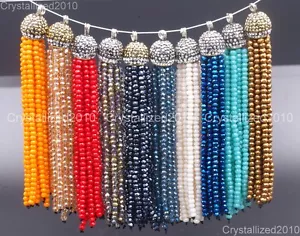 Czech Crystal Rhinestones Tassel Trim Applique Jewelry Making Pendant Necklaces - Picture 1 of 39