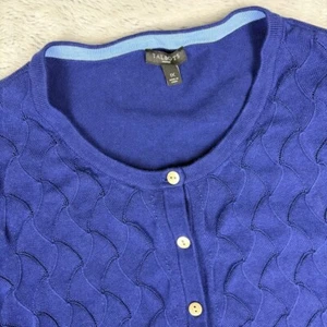 Talbots 1X Cárdigan Tejido Suéter Botón Delantero Manga Larga Ligero Azul Real - Imagen 1 de 8