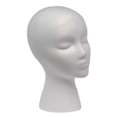 STYROFOAM FOAM MANNEQUIN WIG HEAD DISPLAY HAT CAP WIG HOLDER WHITE FOAM HEAD-USA - Image 1 of 3