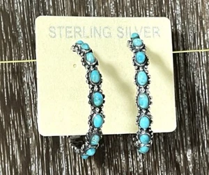 Sterling Silver Turquoise Hoop Earring E1266C75 - Picture 1 of 3
