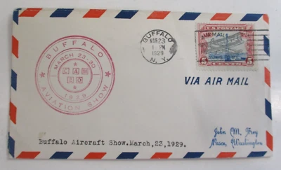 COVER "1929 CACHET of BUFFALO AIR SHOW w/FANCY CANCEL (SOtN) CLASSIC BI-PLANE" - Image 1 of 4
