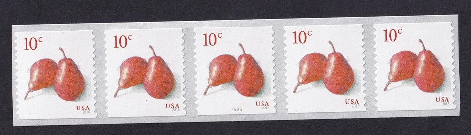 Scott #5039 Pears (10¢) PNC5 Plate # Coil of 5 Stamps - MNH - Image 1 of 1