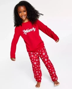 Family PJs Merry Snowflake Mix It 2pc Pajama Set Red Unisex Boys Girls 2T-3T - Picture 1 of 3