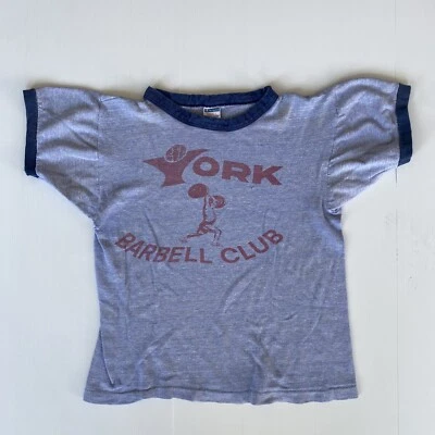 Camiseta De Colección 1970 Champion Blue Bar York Barbell Club Fitness Talla S Foto 1 de 4