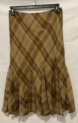 Lauren Ralph Lauren  M Womens 100% Silk  Plaid Brown  - Image 1 of 4