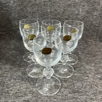 Bohemia Crystal Set Of 6 Vintage Cordial 2.5 OZ Liquor Glasses Claudia Mint - Image 1 of 4
