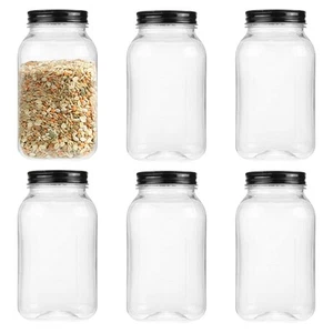 32 Ounce Clear Plastic Mason Jars With Screw On Lid Reusable Empty Jars for Food - Picture 1 of 7