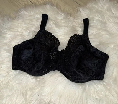 Sujetador vintage Playtex Secrets sin forro encaje floral con aros para mujer 34C negro 4420 Foto 1 de 4