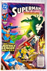 Superman #74 (DC, 1992) Newstand Edition Justice League 1st Print Doomsday! - Picture 1 of 4