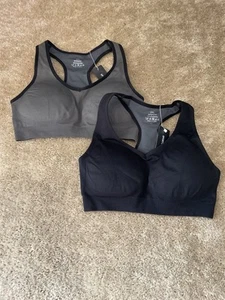 Women’s 2 Pack Sports Bra 2XL Grey Black - Picture 1 of 3