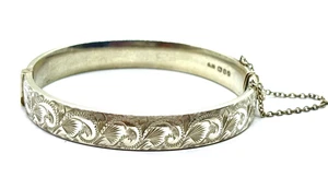 Vintage 1961 Georg Jensen Sterling Silver Engraved Bangle Bracelet 17 grams - Picture 1 of 11