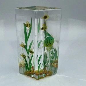 Lovely Etched Gold Fish Glass Paperweight/Statue 3 3/4” - Picture 1 of 5