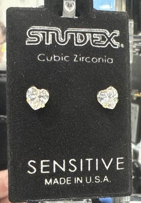STUDEX Sensible Chapado en Oro 5X5 Corazón Circonita Cúbica  Foto 1 de 2