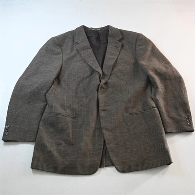 Chaqueta Blazer Abrigo Deportivo Armani Collezioni 42R Marrón Glenn Check 100% Lana Italia Foto 1 de 4