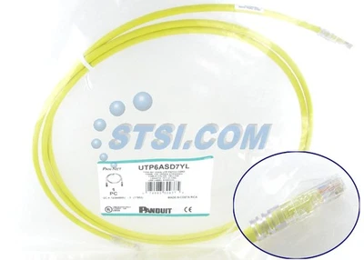 Panduit UTP6ASD7YL Cat6a Network Modular Patch Cable / Cord, 7 Ft Yellow ~STSI - Image 1 of 4