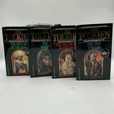JRR Tolkien The Hobbit & Lord Of The Rings 4 Book Boxed Set Paperbacks - Image 1 of 4