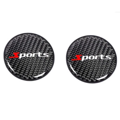  2.7in Real Carbon Fiber Car Water Cup Slot Holder Pad Non-Slip Mat Sport Style - Image 1 of 4