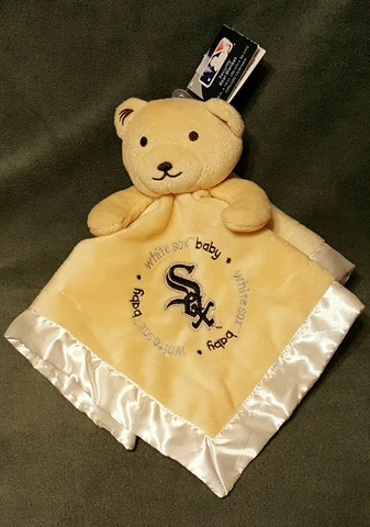 Baby Fanatic Security Bear Blanket - White Sox - Tan Plush White Satin W/ Tags Cover