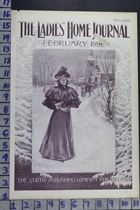 1896 PEQUEÑAS DAMAS MUJERES INVIERNO NIEVE MODA IGLESIA SOMBRERO ORIGINAL PORTADA ARTE COV191 - Imagen 1 de 1