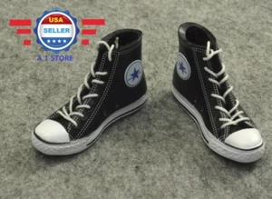 CUSTOM 1/6 Scale SCHWARZ Sneaker Schuhe für 12" FEMALE Figur Puppe ZUBEHÖR - Bild 1 von 1