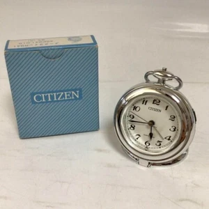CITIZEN Makeline R941 Quartz Vintage Pocket Watch Stainless Steel Full Hunter - Picture 1 of 12